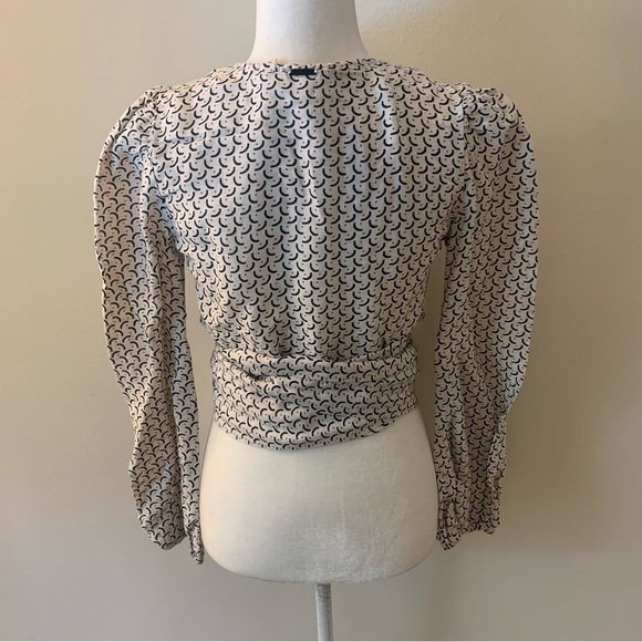 Billabong x Sincerely Jules Printed 100% Linen Long Sleeve Wrap Top Blouse - Picture 6 of 14